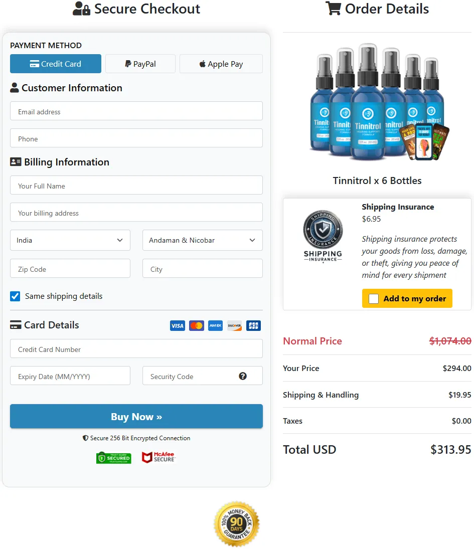 Tinnitrol official secure checkout page